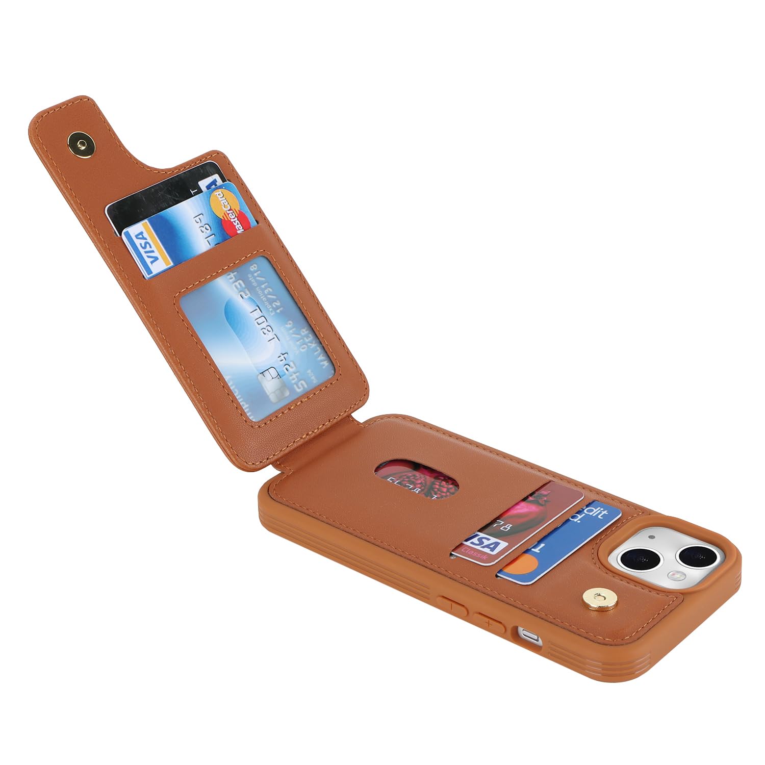 SailorTech per iPhone 7/8/SE Custodia con Portacarte e Supporto per Carta di Credito - Marrone