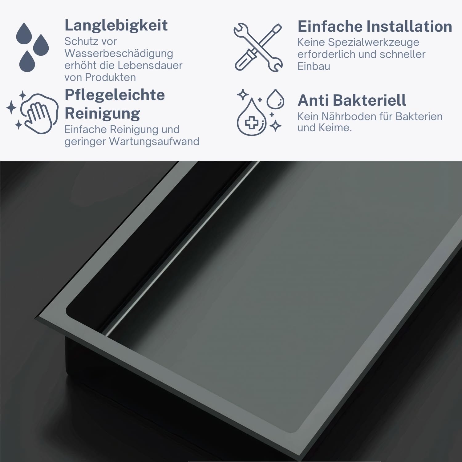 Stilform Elegante Wandnische Gebürstet (60 x 30) Duschablage Nische| Stilvolle Ablage für Badezimmer| Hochwertiges 304 Edelstahl Duschnische