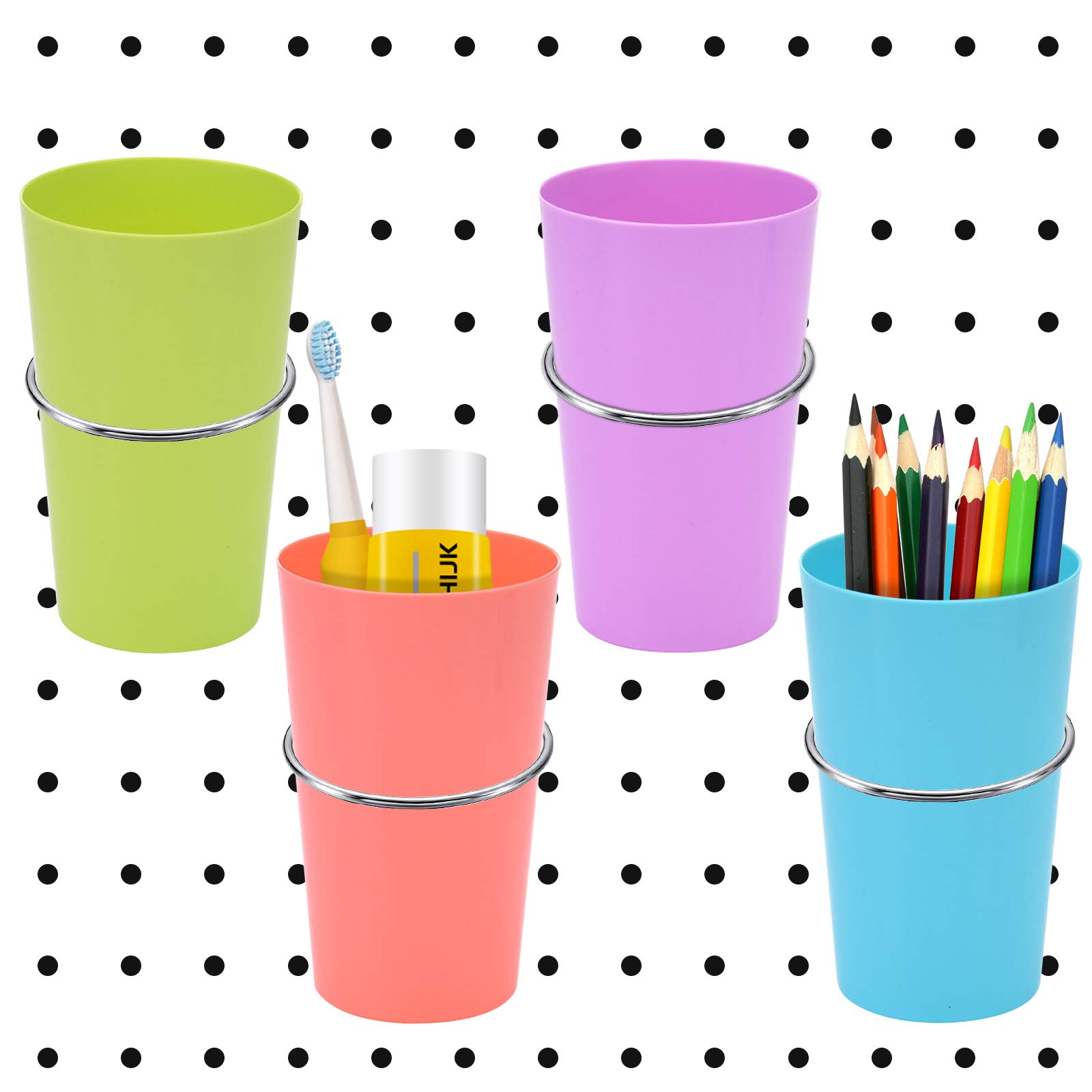 Buy 4 Set Pegboard Bins with Rings, Metal Hooks Pegboard Cups Holder