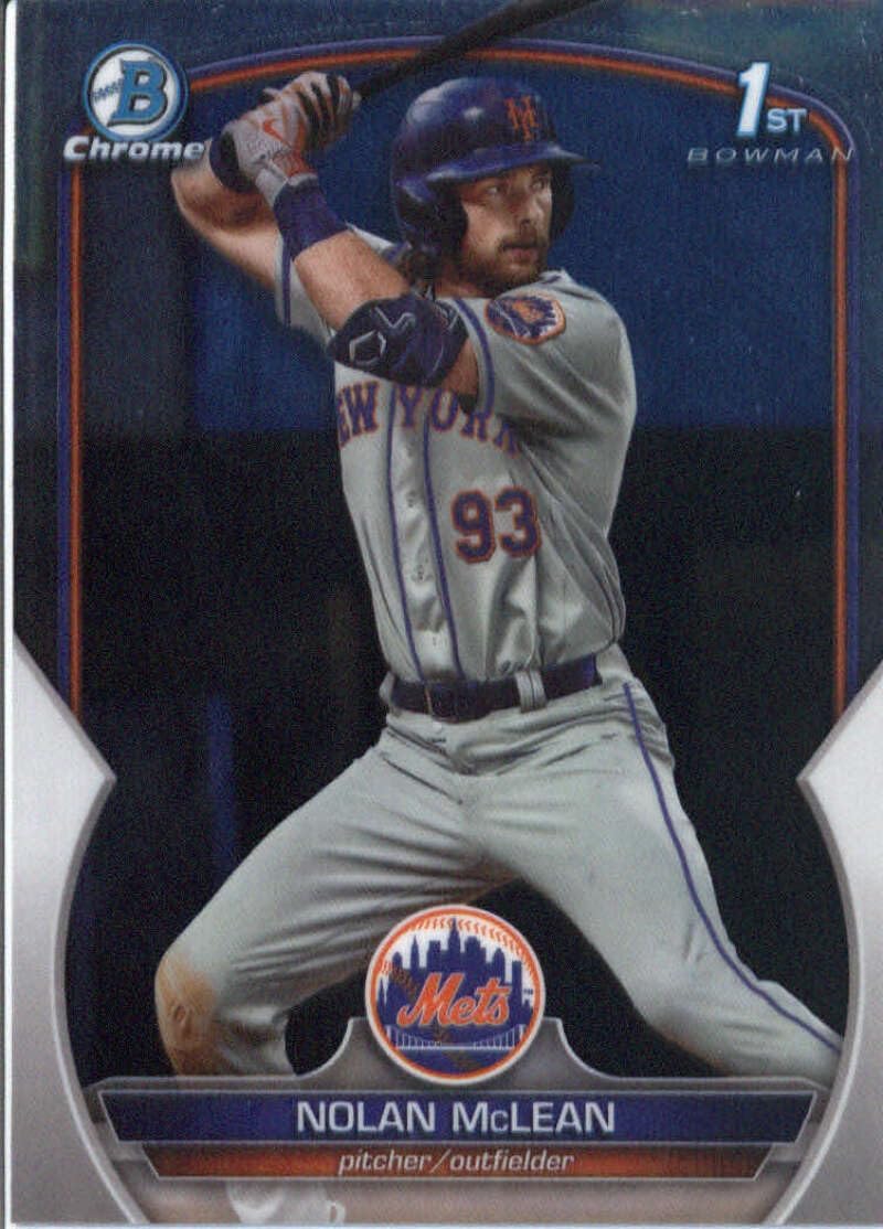 2023 Bowman Draft Chrome Baseball #BDC-96 Nolan McLean New York Mets Official MLB Trading Card (Stock Photo Shown, Card in Near Mint to Mint Condition)