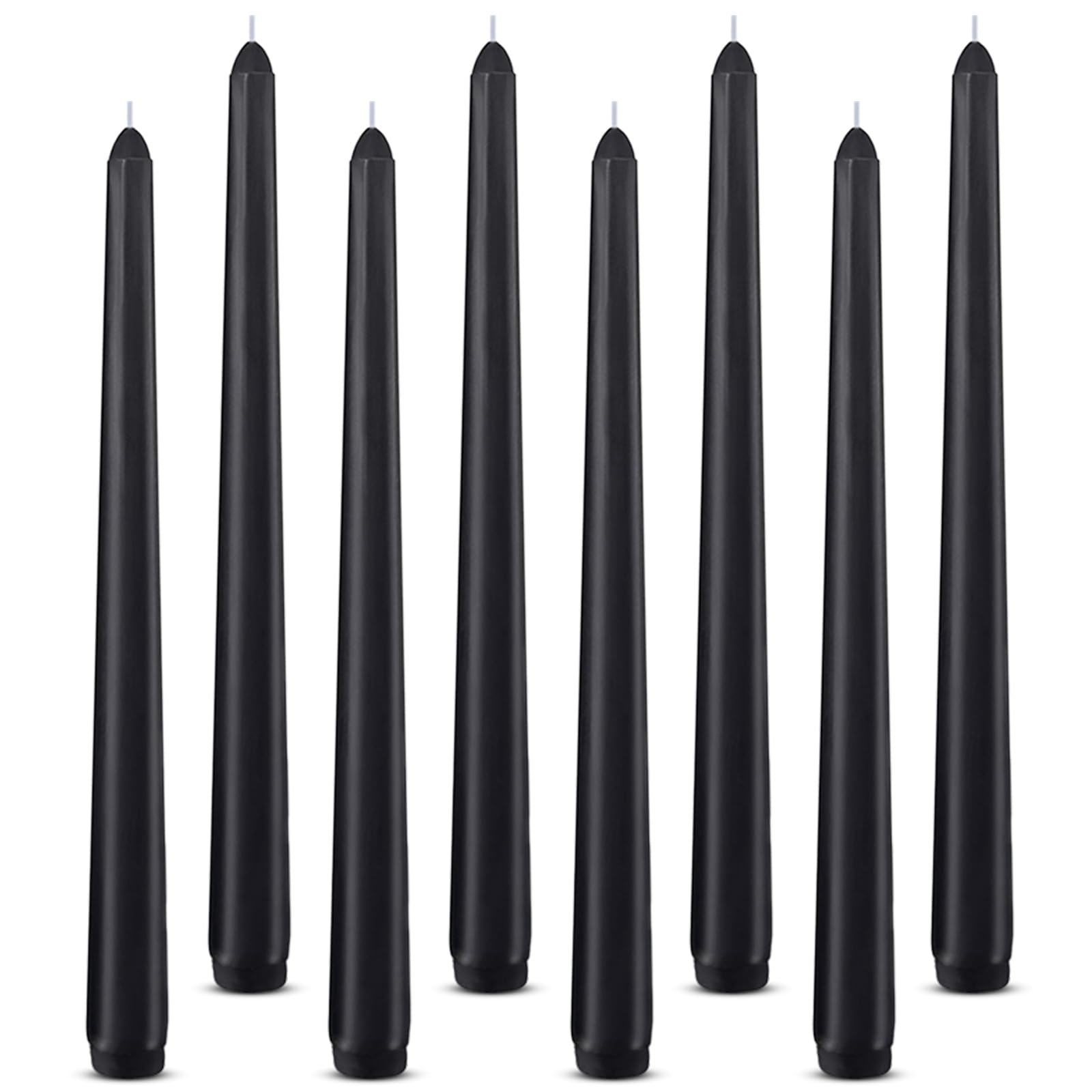 EijoaHZi 10-Inch Taper Candle Set (Pack of 8) - Black Taper Candles, Unscented, Smokeless, Dripless, Clean Burning Emergency Candles