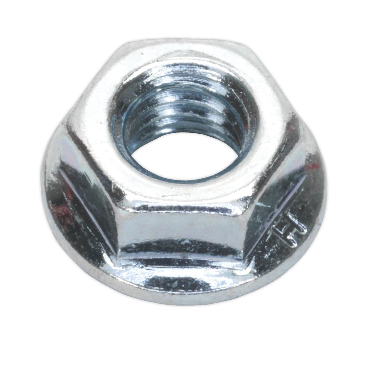 Sealey Flange Nut Serrated M8 Zinc Plated DIN 6923 Silver Pack of 100 Pieces FN8