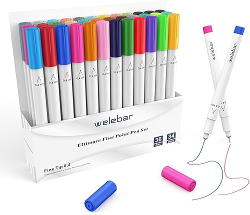 Bolígrafos de punta fina de 0.4 puntas compatibles con Cricut JoyXtra, paquete de 36 bolígrafos surtidos de punta fina para dibujar, escribir,
