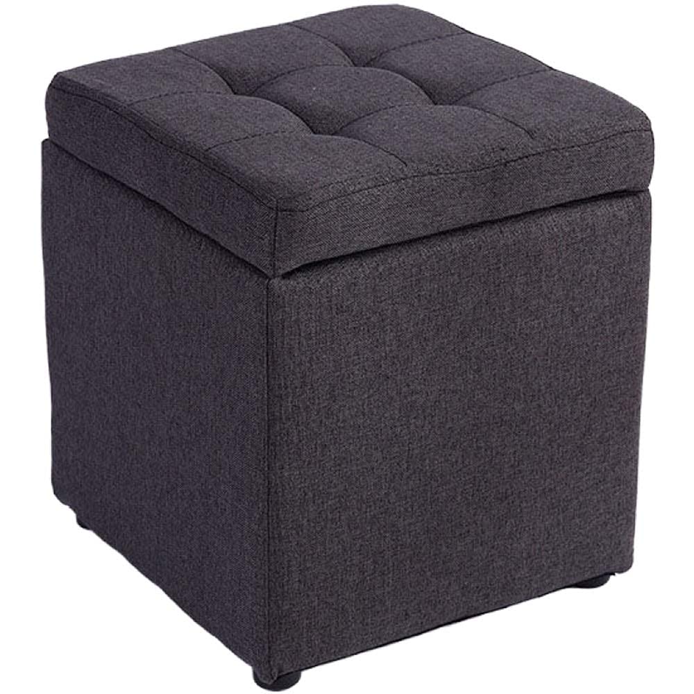 Pouf de grande capacité avec rangement et tabouret coffre de couleur unie pour salon