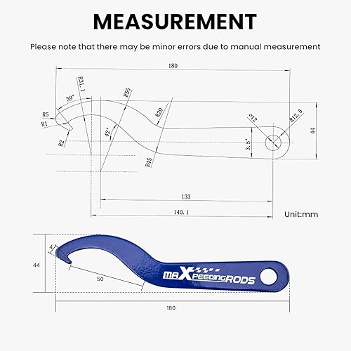 Miniatura 3 de maXpeedingrods Juego de llaves de gancho universales en C, herramienta de ajuste de resorte helicoidal, llave inglesa de acero, azul, 2 unidades