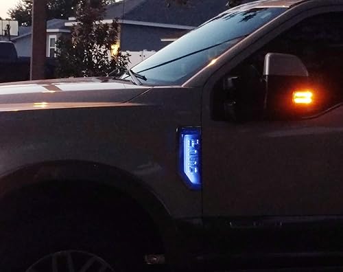 Miniatura 6 de iJDMTOY Kit de iluminación de fondo LED ultra azul compatible con Ford F250 F350 F450 Super Duty Side Fender Chrome Emblem 2017-2021