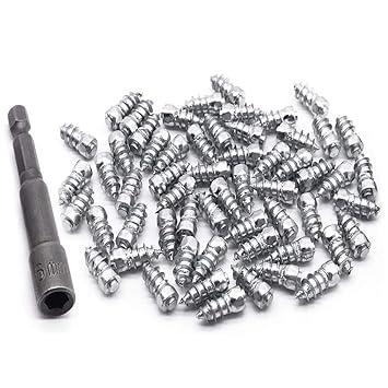 tikumik Screw Tire Studs 15mm Anti-Slip Anti-ice Snow Spikes for Car/Forklift/Motorcycle/Mini-Loader/SUV/ATV/Motorbike/Garden Tractors/Racing Car and Other Vehicles with Installation Tool