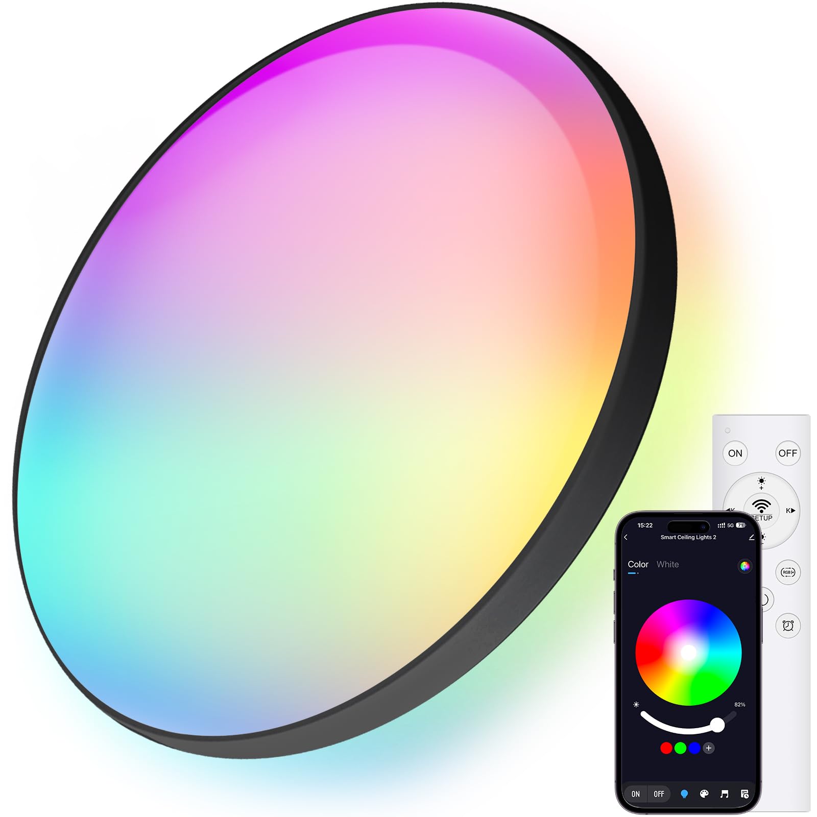 Oraymin LED Deckenlampe mit Fernbedienung und APP Steuerung