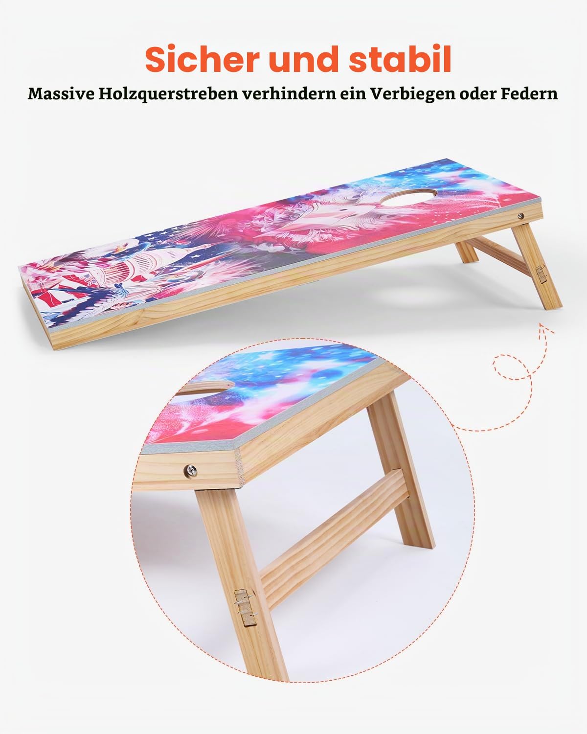 VEVOR Cornhole Spiel Set (1255 x 600 x 302 mm) Cornhole-Spielbretter, tragbares Wurfbrett aus Massivholz, Cornhole-Spiel für Erwachsene, inkl. 8 Sitzsäcken & Tragetasche, für Garten Hinterhof