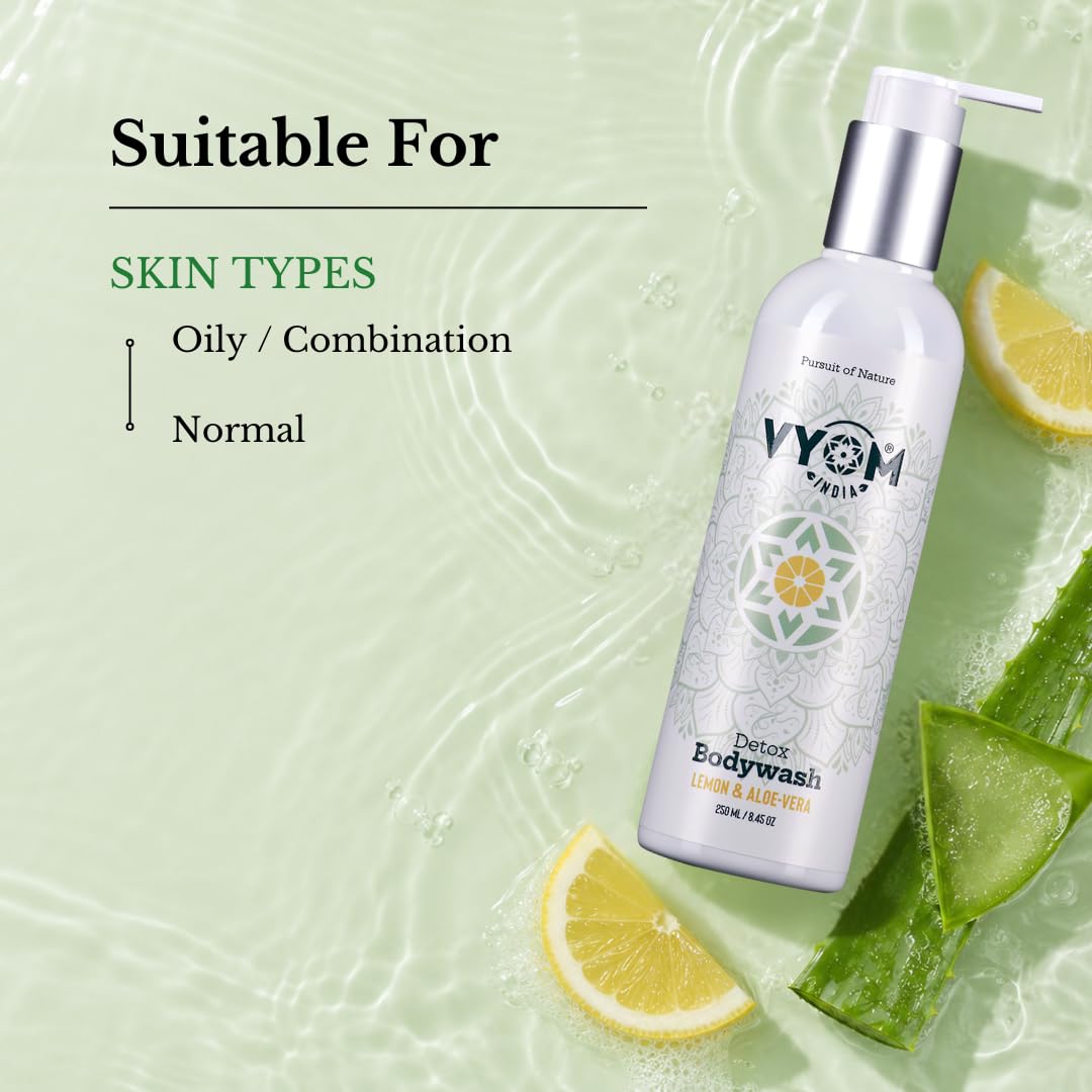 Vyom India Detox Body Wash for Men & Women (250 ml) - Aloe Vera & Lime Shower Gel - Hydrating, Sulphate & Paraben Free, Natural Herbal Body Wash | Refreshing cleanser & Hydration 2