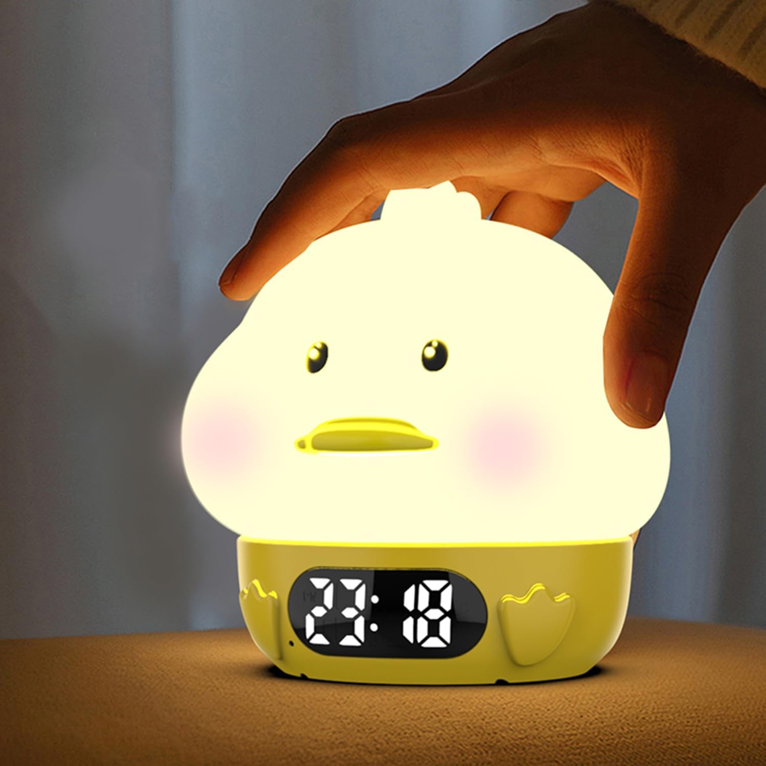 Cute Duck Alarm Clock Lights For Kids, Eye-Caring LED Night Light, Temperature Display, RGB Color Changing, Wake up Timer, Rechargelable Touch Lamp, Duckling Wake Up Lamp, Fabulous Ideal Gift