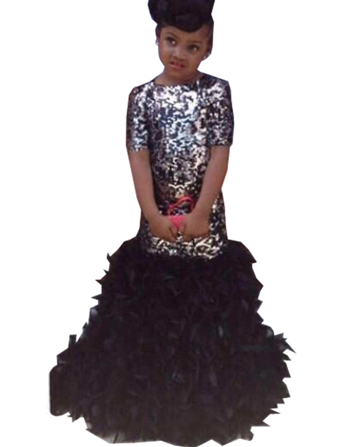 Meijia Mermaid Girls Pageant Dress Sequins Flower Girl Dresses