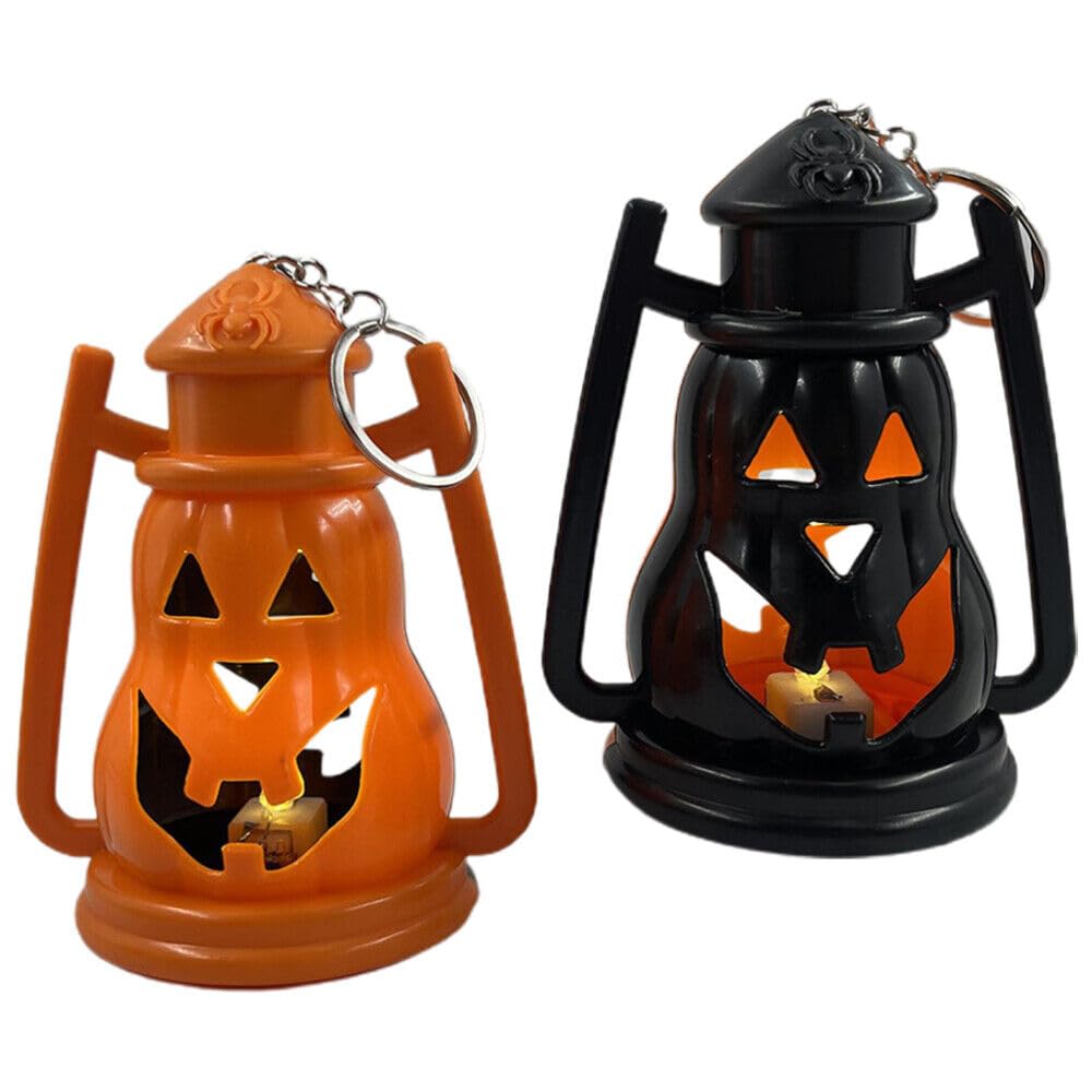 MY PARTY SUPPLIERS Jagmag® Pack of 2 Halloween Tea Lights Lanterns, Battery Operated Halloween Flameless LED Candles, Halloween Key Chains Delicate Halloween Decors Halloween Decorative Bag