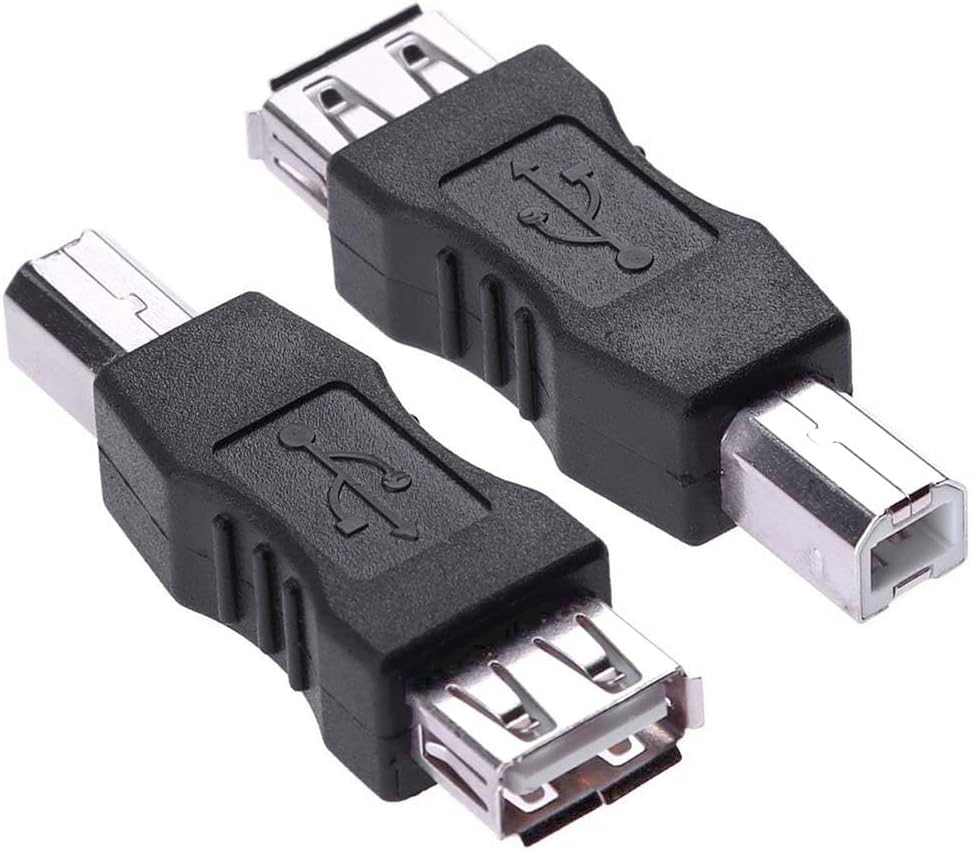 Printer to USB Adapter USB-B to USB Female Converter for HP Canon Dell Epson Brother Lexmark Xerox Printer/Scanner/External Hard Drive to Computer Laptop (2Pack, Not Midi Adapter)