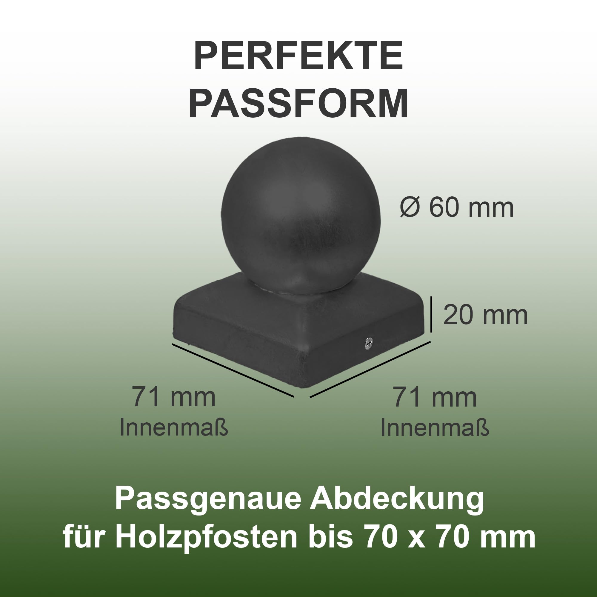 h2i Lot de 10 capuchons de poteau en acier noir revêtu par pulvérisation - 71 x 71 mm - Capuchon pour poteaux en bois de jardin - Support de poteau et poteaux de clôture en forme de pyramide -