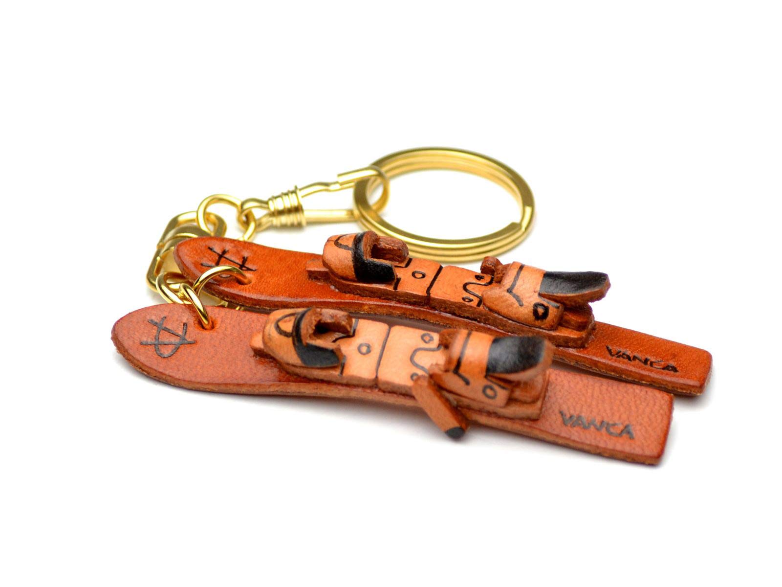 VANCA CRAFT Skis Sports 3D Leather Keychain - Handmade Genuine Leather Collectible Keyring Charm, Made In Japan - View #8