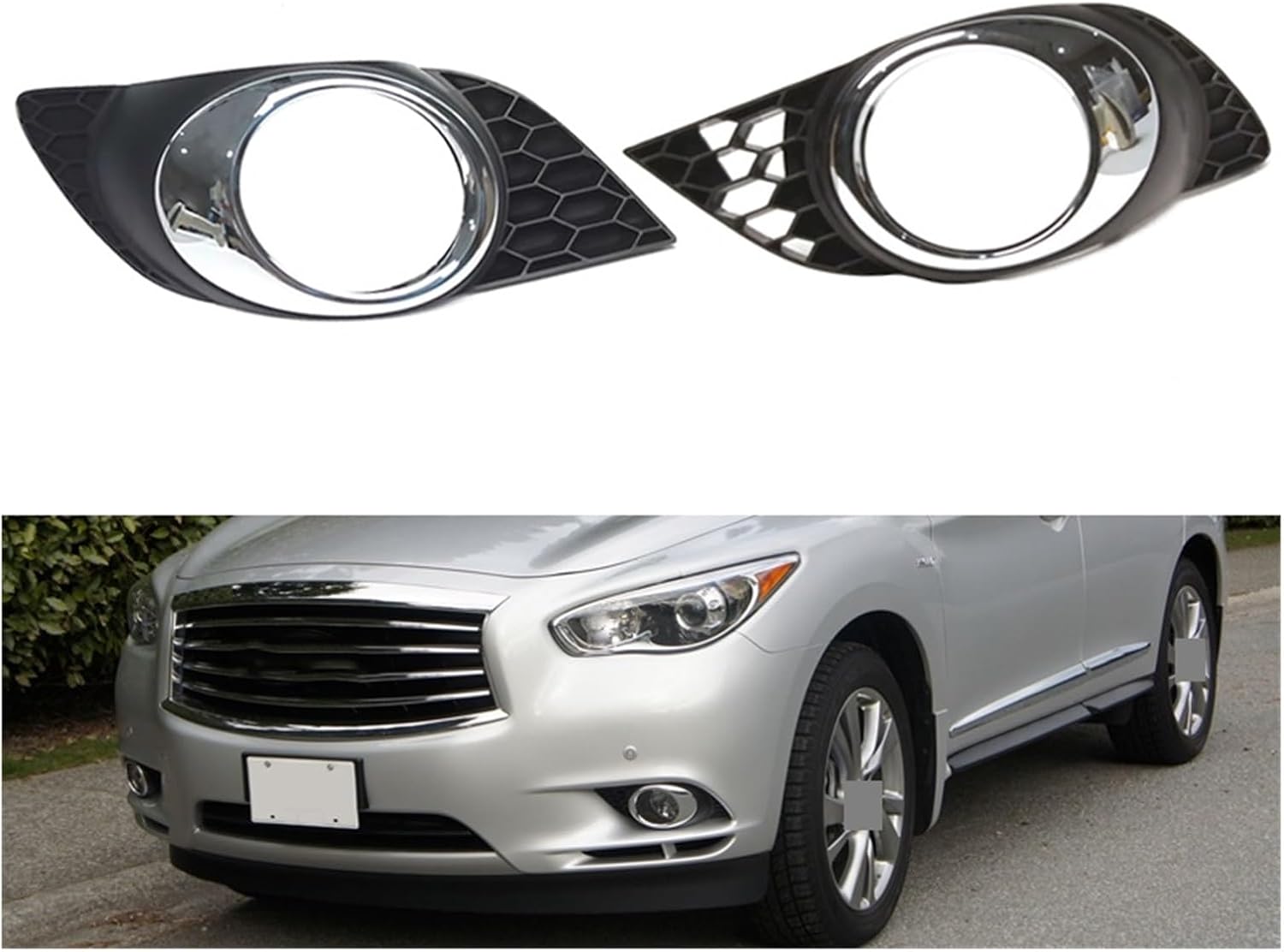Fog Light Lamp Frame Cover Compatible For INFINITI QX60 2013-2017 Car Front Bumper Foglight Foglamp Chrome Trim Cap Hood Lid Bezel(Right)