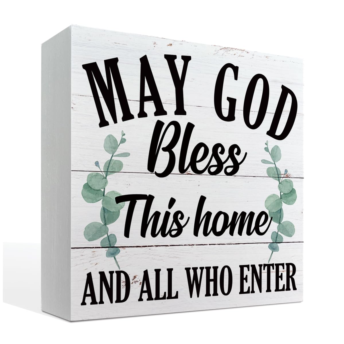 Christian Decor, May God Bless This Home and All Who Enter Sign, Box Sign Tabletop Decor, Front Door Decor, Welcome Home Decor, Farmhouse Decor for Shelf, Housewarming Decor, Home Decor Gift 5 * 5 in