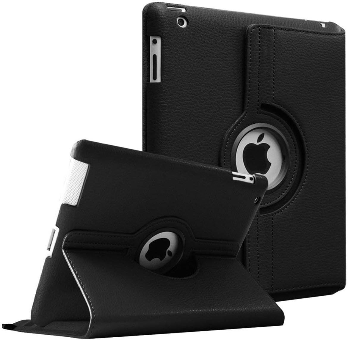 iPad 2 3 4 case. MOCA 360°Degree Rotating PU Leather Smart Flip Case Cover for Apple iPad 2 3 4 flip case Cover Models. A1460, A1459, A1458, A1416, A1430, A1403, A1397, A1396, A1395 (Black)