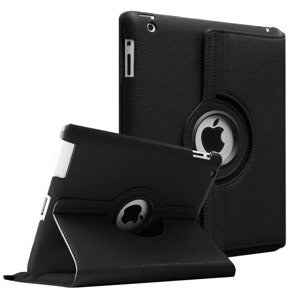 iPad 2 3 4 case. MOCA 360°Degree Rotating PU Leather Smart Flip Case Cover for Apple iPad 2 3 4 flip case Cover Models. A1460, A1459, A1458, A1416, A1430, A1403, A1397, A1396, A1395 (Black)