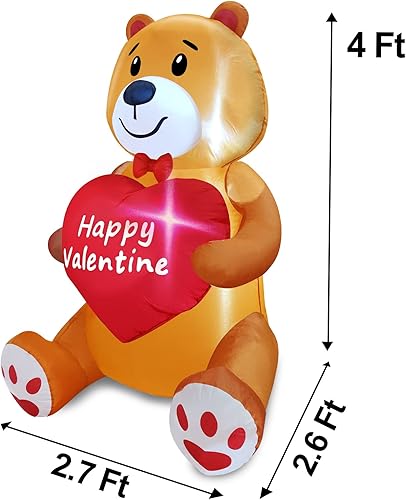 Miniatura 2 de TURNMEON Oso de peluche inflable para el día de San Valentín de 4 pies con luz LED para decoración del día de San Valentín, patio, jardín, césped,