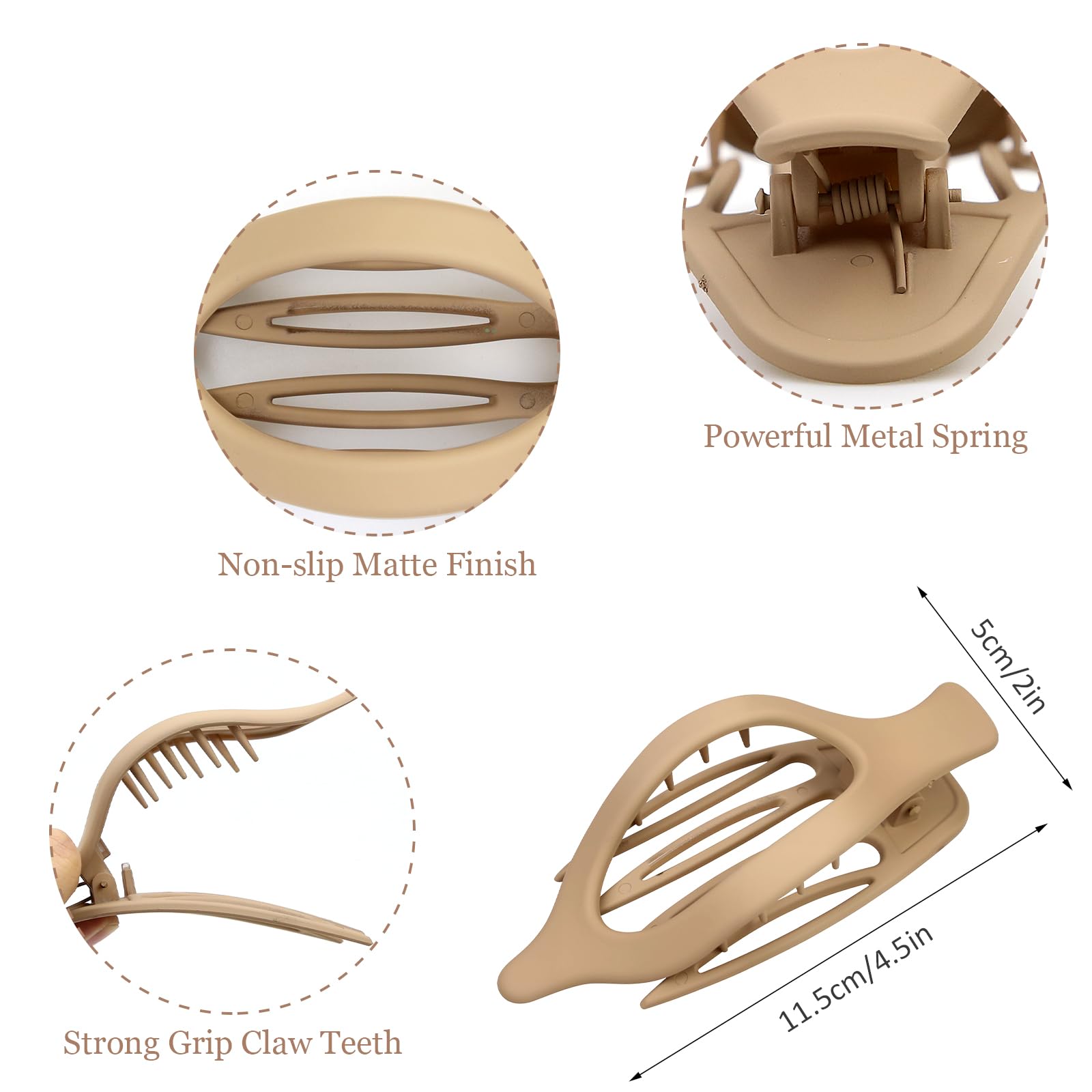 6Pcs Flat Hair Claw Clips for Women Strong Hold Non-slip Matte Hair Claw Clips for Thick/Thin Hair - Image 4