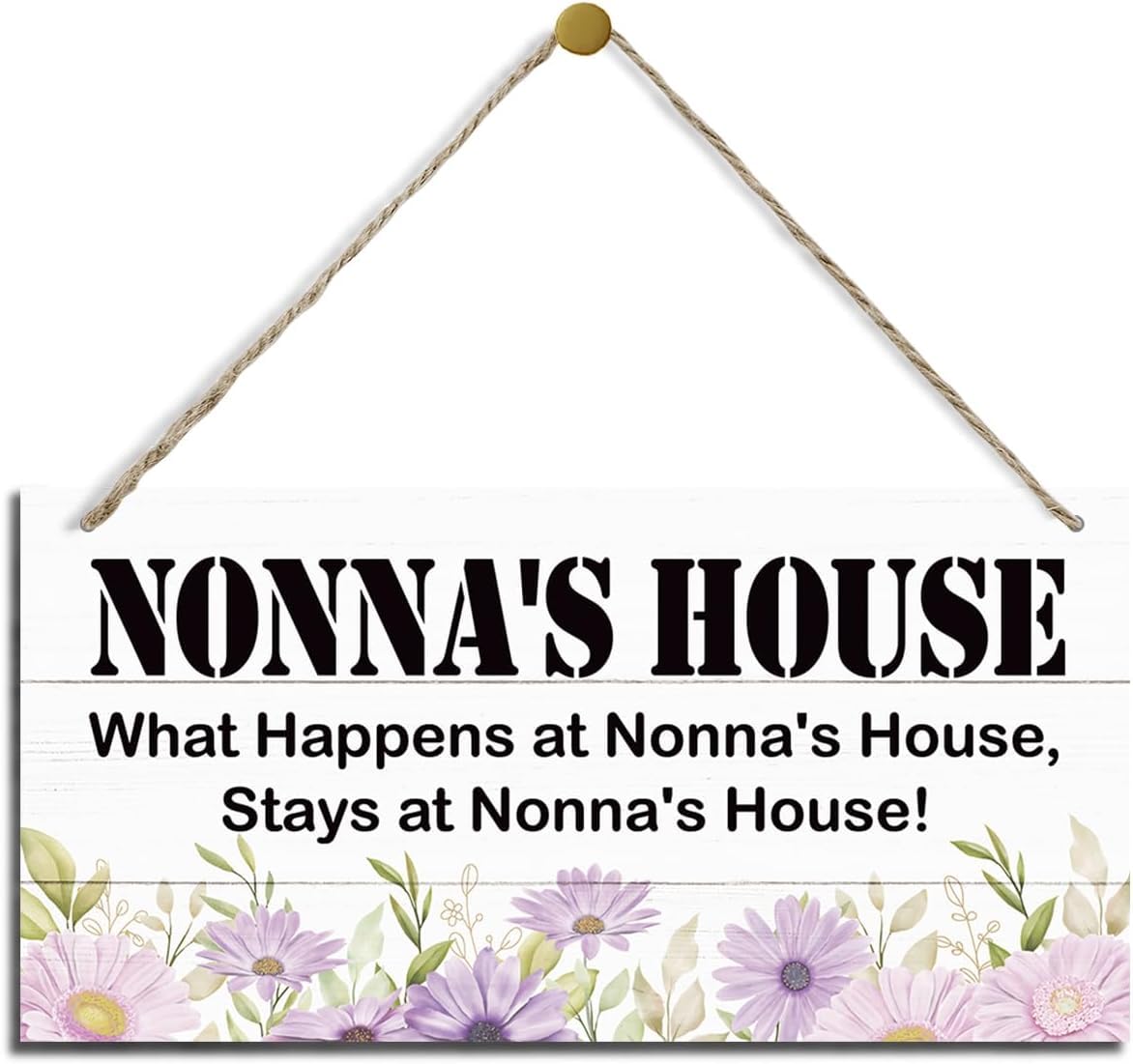 Pibonto Women's Wall Art 5X10 Inch Rustic Decor For Nonna's House,What Happens At Nonna's House Stays At Nonna's House,Farmhouse Home Decor For Living Room,Decor Wood Hanging Wood Plaque,Nonna Gift From Grandson Granddaughter