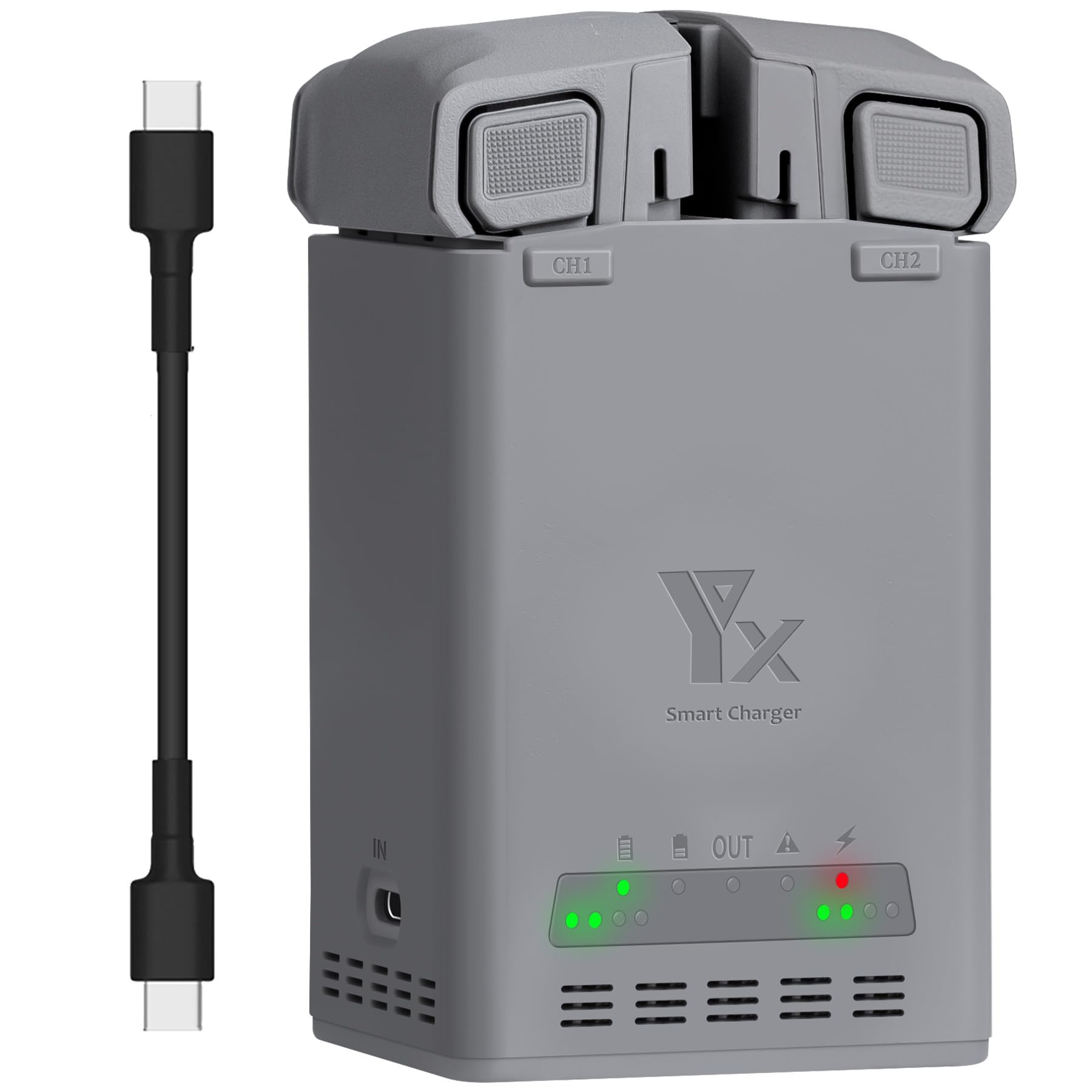 Podwójna ładowarka 100 W z ładowaniem pamięci masowej do DJI Mini 5 Pro/4 Pro/3 Pro/3 Drone, dwukierunkowy koncentrator ładowania, szybkie ładowanie 2 akumulatory, szybka stacja ładująca z kablem