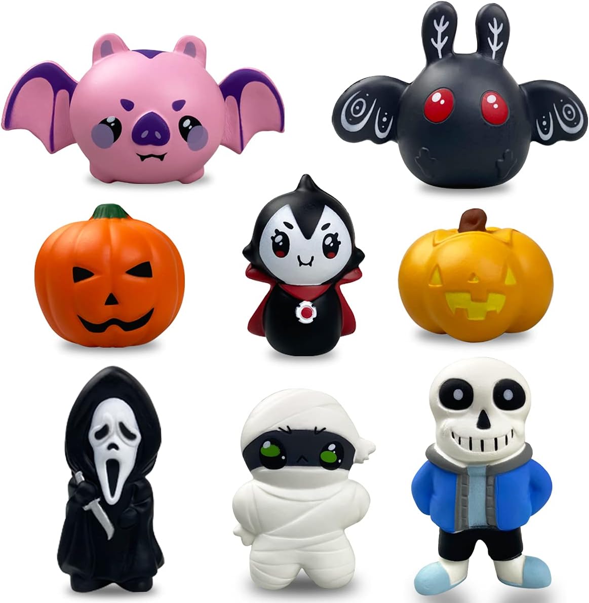 QINGQIU 8 Pack Halloween Squishy Toys Slow Rising Squishies Halloween Toys for Kids Boys Girls Halloween Party Favors Halloween Treat Bags Gifts