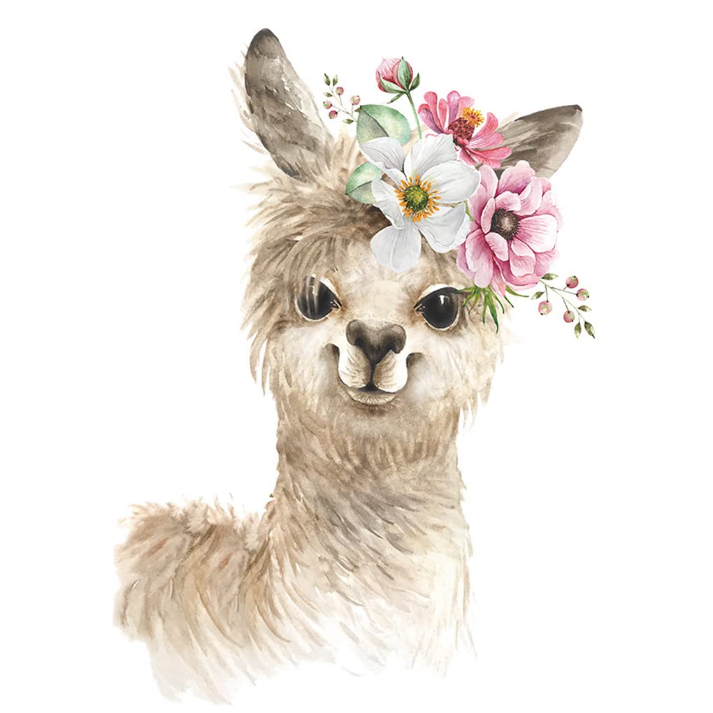 BooDecal Watercolor Llama with Flowers Alpaca Wild Wall Decals Stickers Rainbow Nursery Decorations Baby Boy Girl Bedroom Playroom Parties 14.5 in x 20.5 in