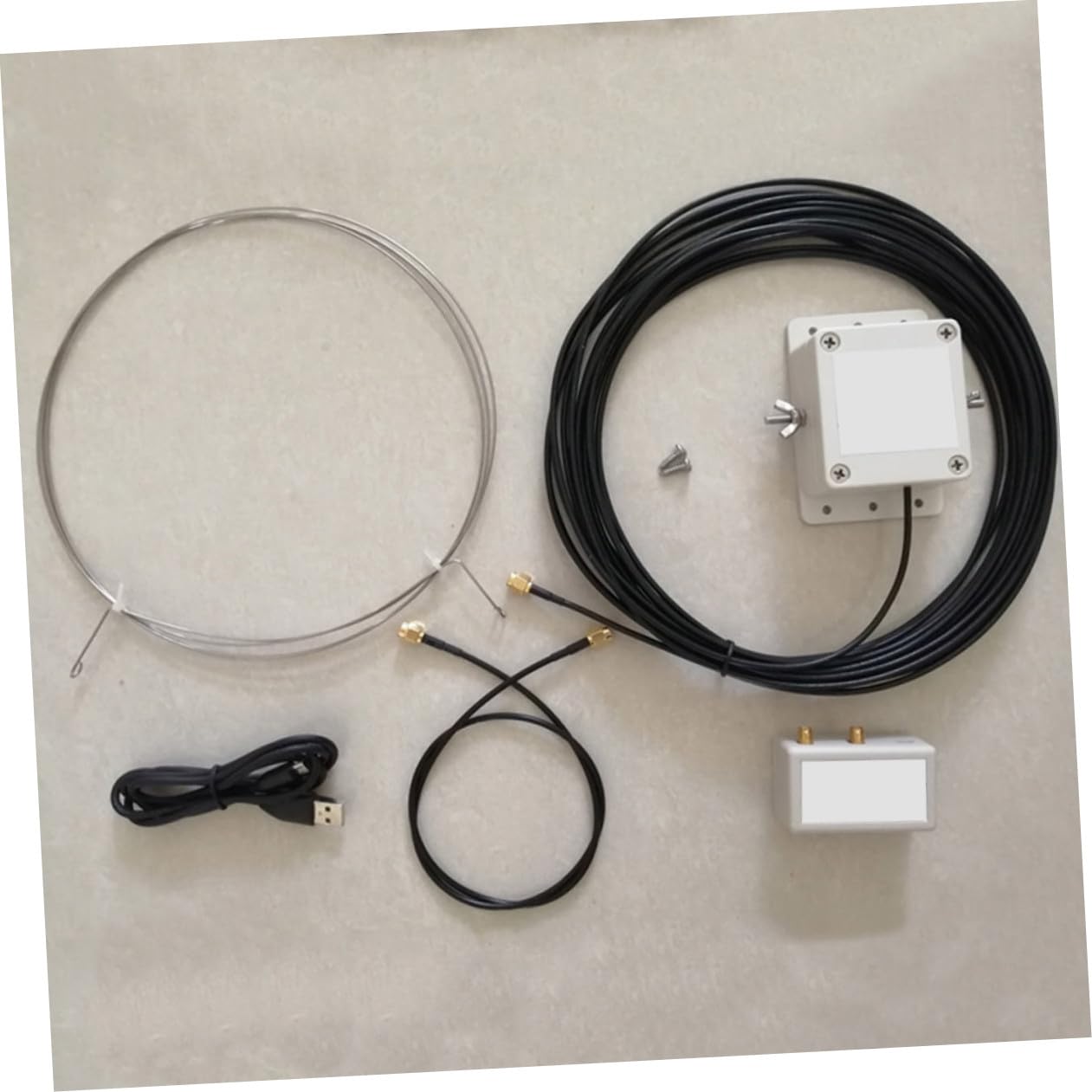 Veemoon Antenne Active Boucle Acier Inoxydable à Faible Bruit pour Réception Ondes Moyennes avec Alimentation USB Facile à Installer sur Balcon Ou Toit