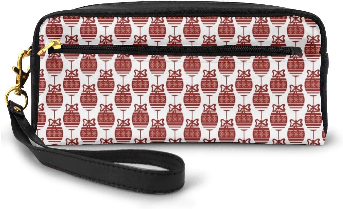 Pencil Case Pen Bag Pouch Stationary,Christmas Ornaments in Vibrant Color Scheme Cheery Chipper Celebrations X-mas,Small Makeup Bag Coin Purse