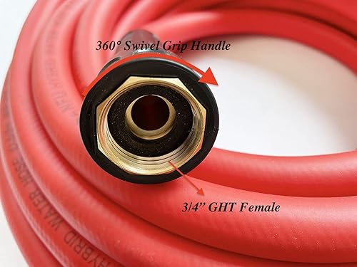 Miniatura 2 de SANFU Manguera de jardín híbrida de 58 pulgadas (0.610 x 0.819 in). X 25 pies, 200 PSI, resistente, ligera, flexible sin torceduras con mango de