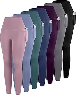Leggings with Pockets for Women, 7 Packs High Waisted Workout Tummy Control Yoga Pants