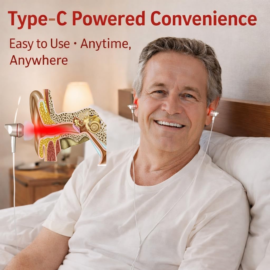 2026 Upgraded 2-in-1 Red Light Device for Ears & Nose, 650nm Ear & Nasal Light for Daily Ear Care & Comfort, Hearing Wellness Support, Type-C Powered Design