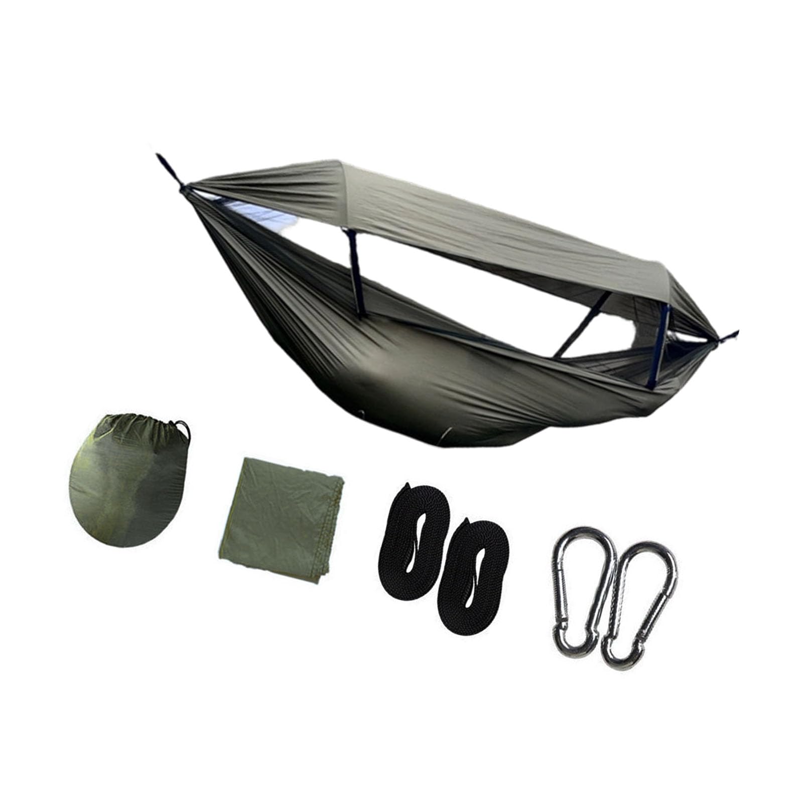 Large Camping Hammock with Mosquito Net, Featuring Reinforced Straps And Shade Canopy, Lightweight Portable Hammock Tent for Outdoor Backpacking Beach Backyard Patio Hiking