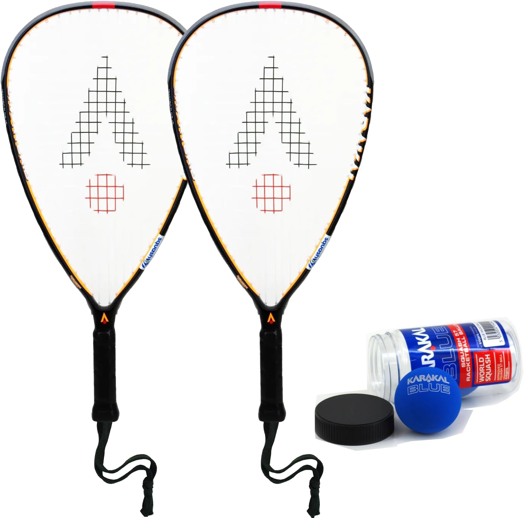 Karakal CRX Hybrid Racketball/Squash 57 Twin Racket Set includes Racketball balls