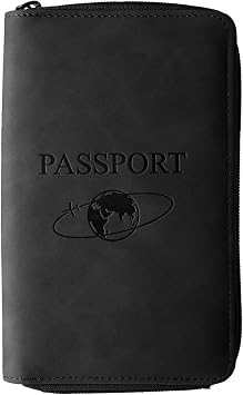 Multi Function Passport Holder Travel Wallet, Durable Zippered Passport Organizer with Slots for Tickets, Boarding Pass, and Travel Documents Matte Black
