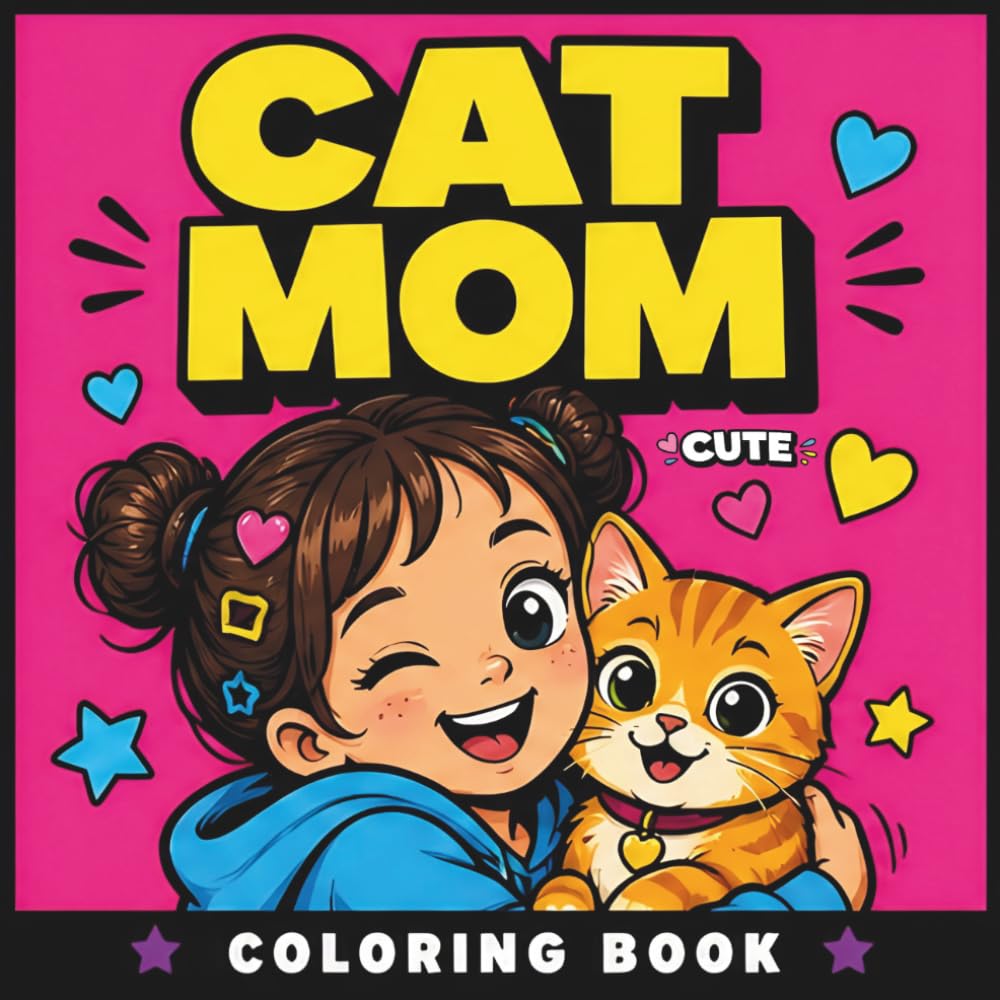 Cute Cat Mom Coloring Book: 50 Sweet and Cozy Cat Moments for Relaxation, Happiness and Stress Relief (The Chaos Crew)