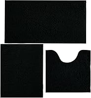 Vista 1 de Alfombras de Baño Tapete de Baño de Chenilla Juego de 3 Piezas, Súper Absorbente, Respaldo Antideslizante de PVC Resistente, Tapetes de baño