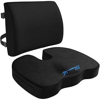 DREAM ART Memory Foam Seat Cushion & Lumbar Support Back Cushion Combo - Orthopedic Design for Coccyx & Tailbone Pain - Can Help Sciatica - Perfect for Office Chair,Car and Wheelchair…
