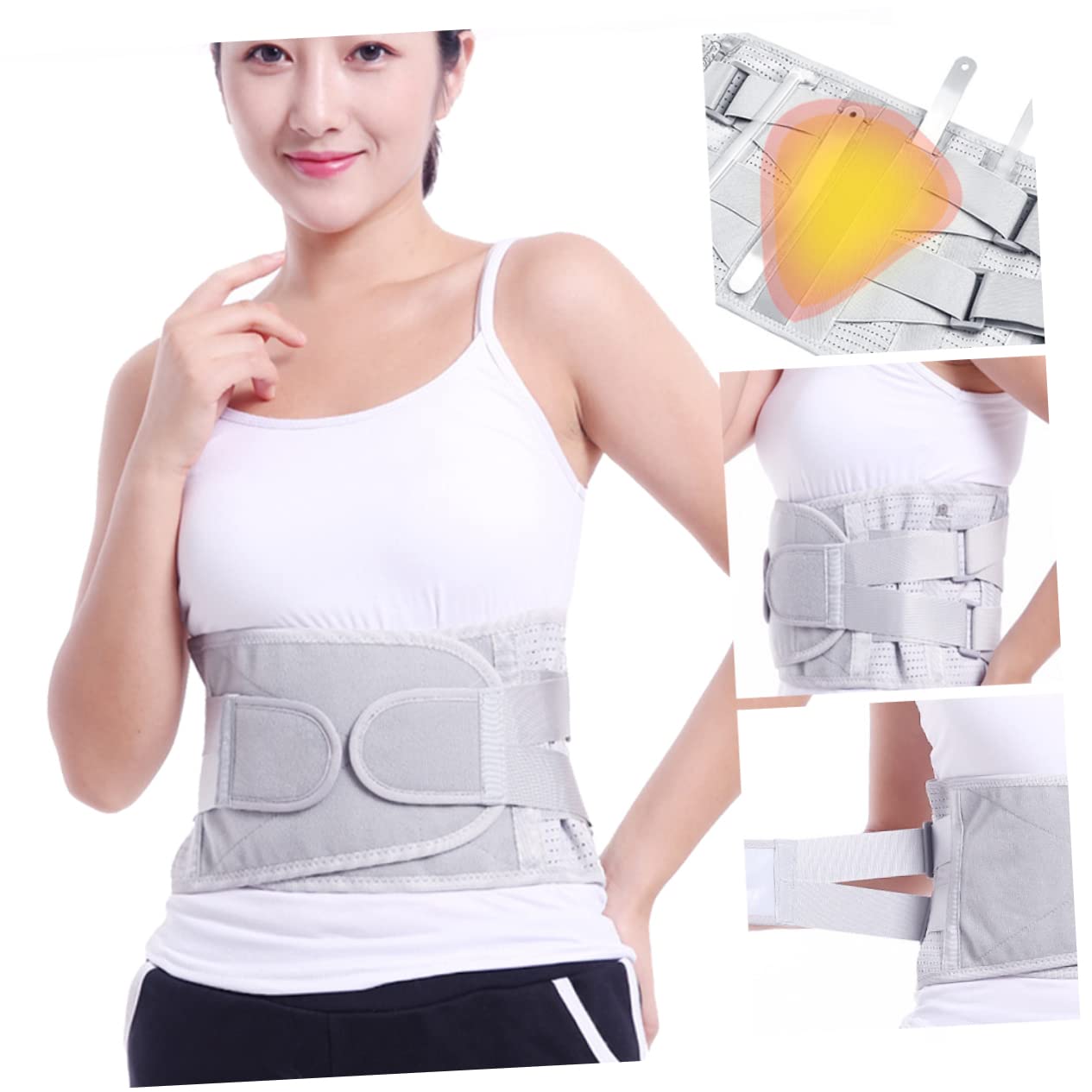FOMIYES Support Breathable Waist Supporter Waist Support Waist Support for Unisex Lumbar Support Back Brace Back Brace for Lumbar Brace Strap Steel Plate Strap, Grey