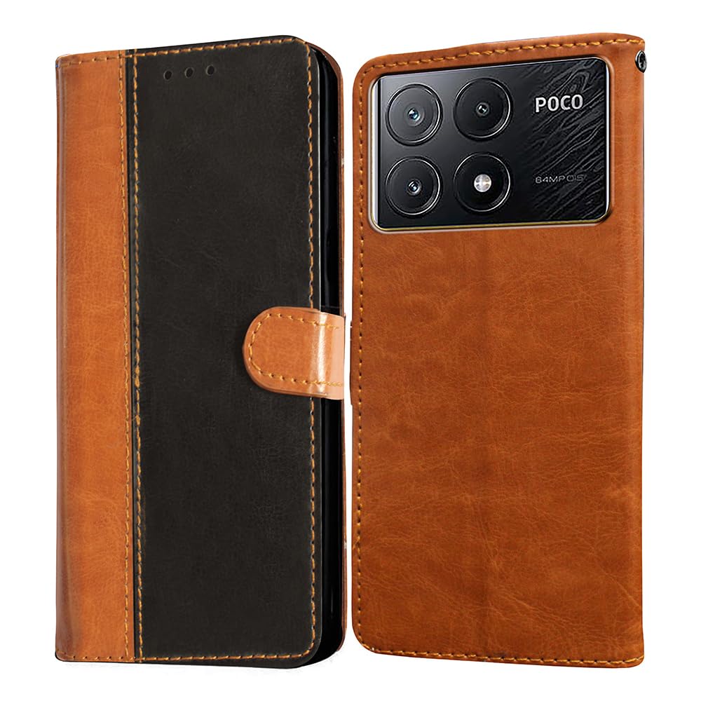 Amazon Brand- Solimo Flip for Poco X6 Pro 5G (Leather_CamelBlack) (B0CR1NB7YT) Amazon Price History, Amazon Price Tracker