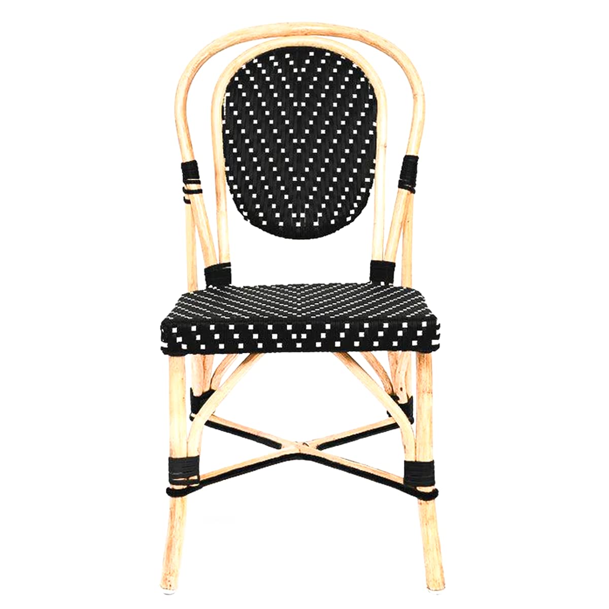 Home Canvas O Popsicle Cane Chair (Cane Frame & PVC Weaving, Black & White, Set of 1)