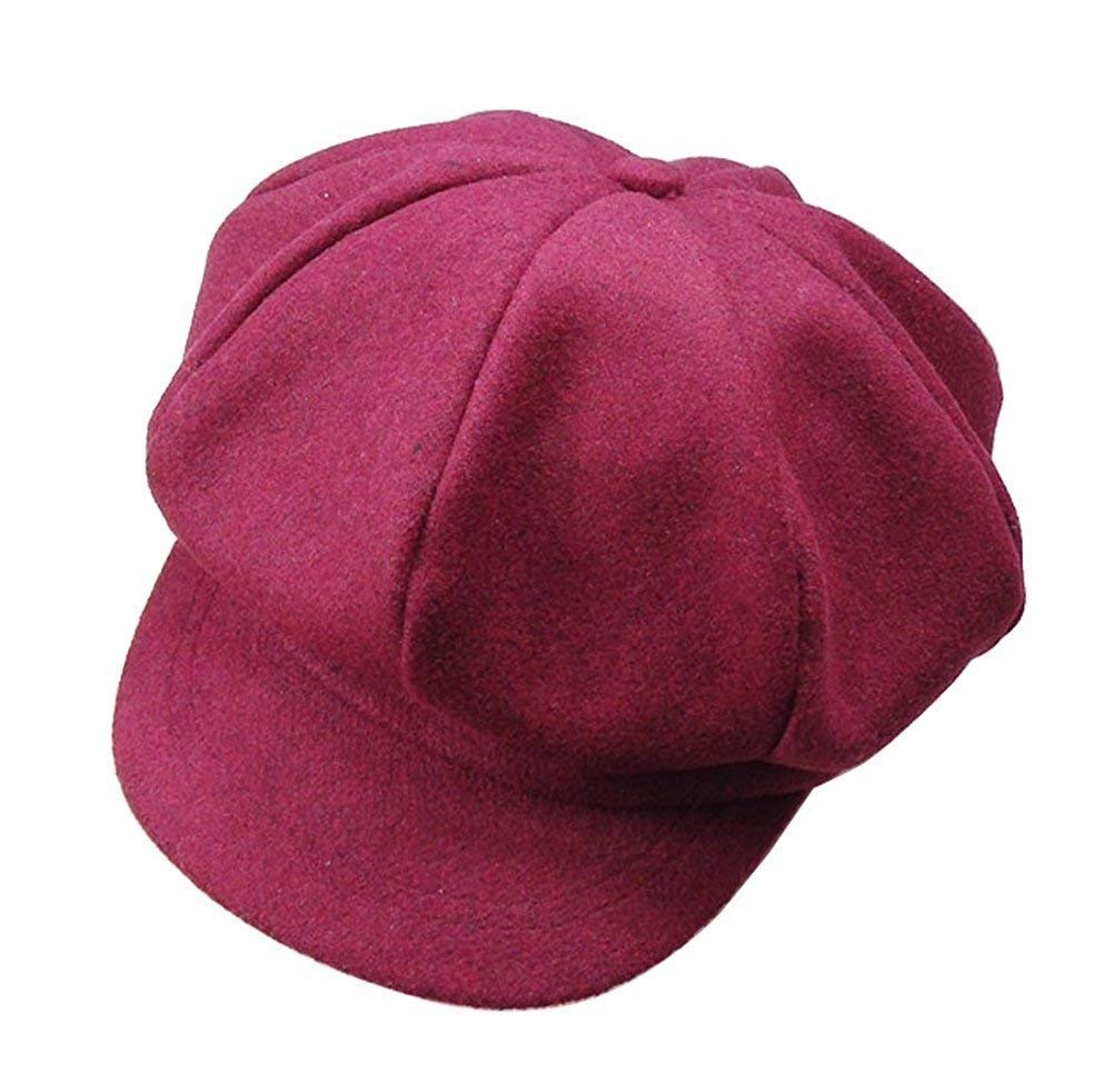 Jihuoo Boys Deep Red Toddlers Flat Caps News Hat Beanies Cap Hats Berets Peaked Hat Cap For Girls