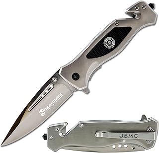 Military Gift Shop USMC Folding Knife | Elite Tactical Knife | Marine Rescue Knife with 3.5 Inch Blade-Used as Hunting Knife