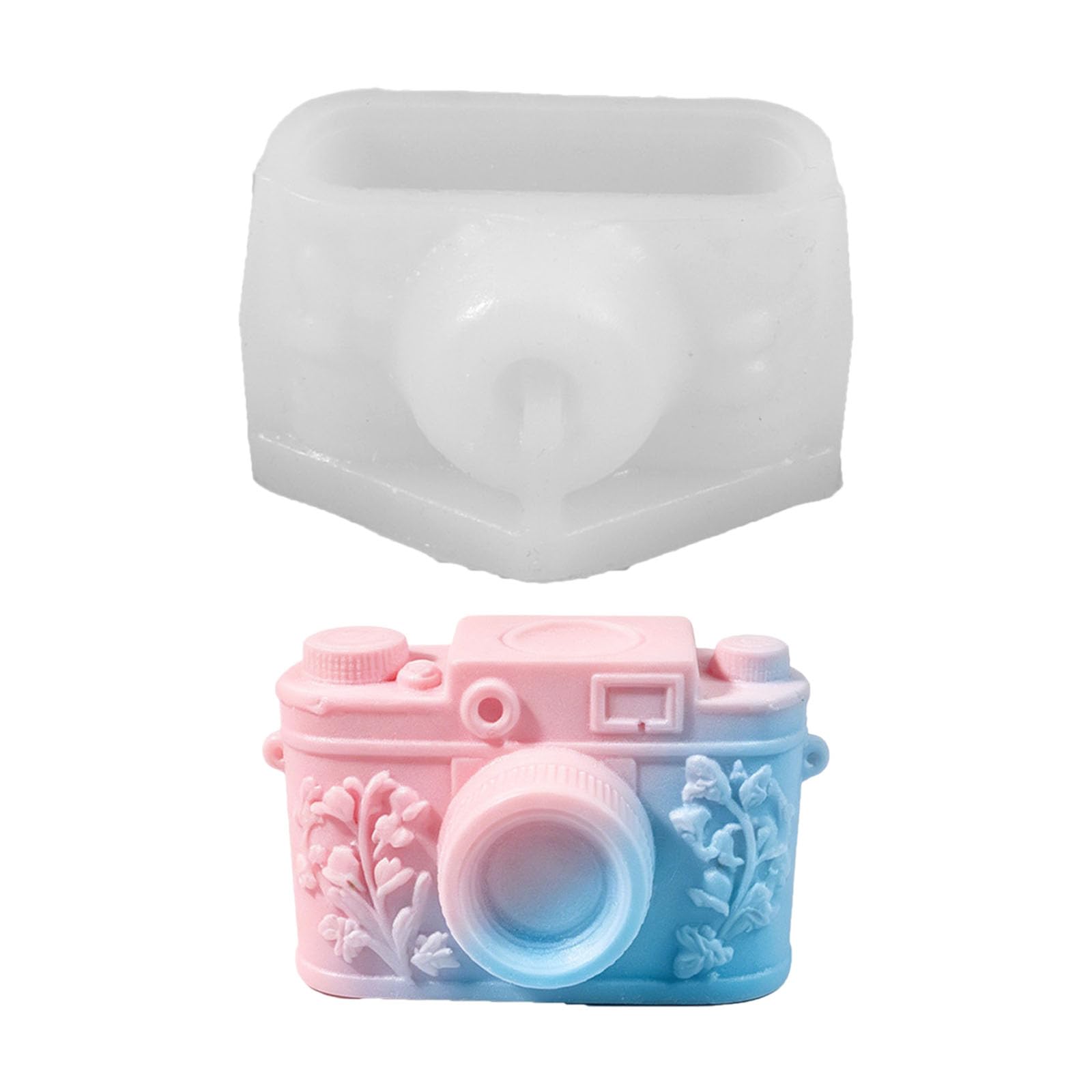 Shntig Camera Shaped Silicone Mold Flower Embossing Silicone Mold for Crafting Soap Wedding Decoration and Resin Casting Recyclable Cast