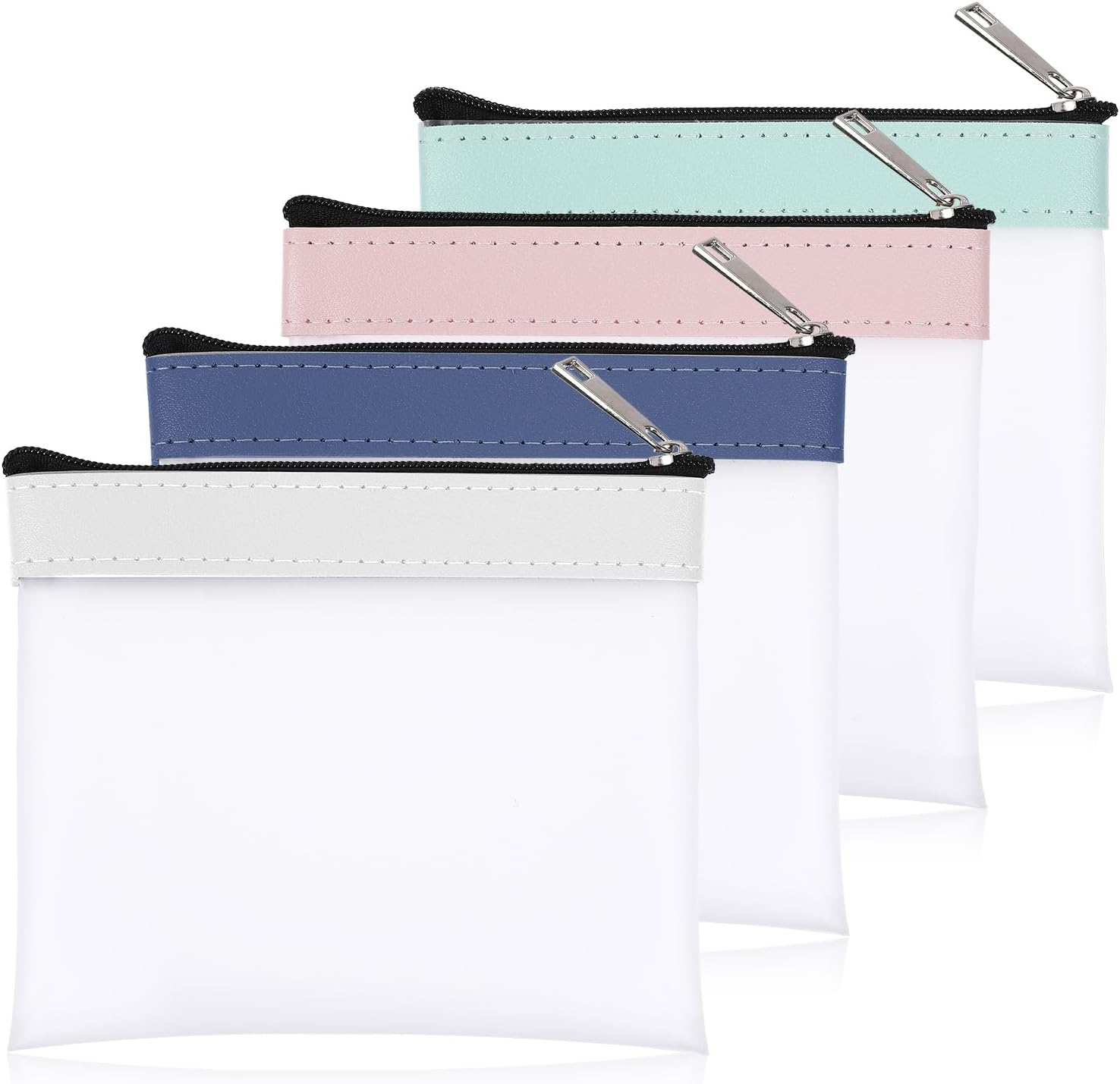 4 clear zipper pouches small makeup bags coin purse