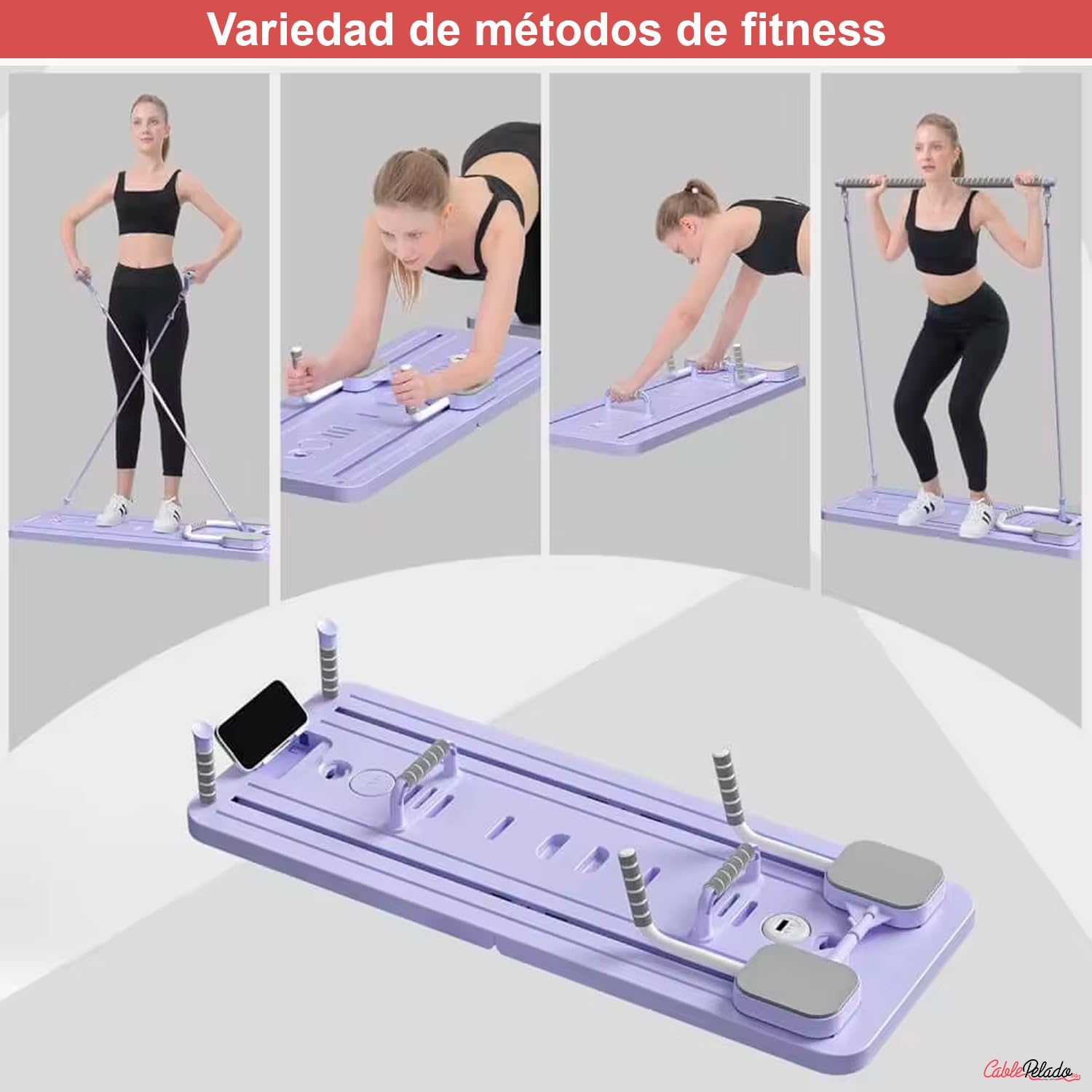 CABLEPELADO - Tabla de Pilates Multifuncional Plegable | Push Up Board de ABS Antideslizante (Carga 150 kg) | Entrenamiento de Pecho, Hombros y Espalda en Casa