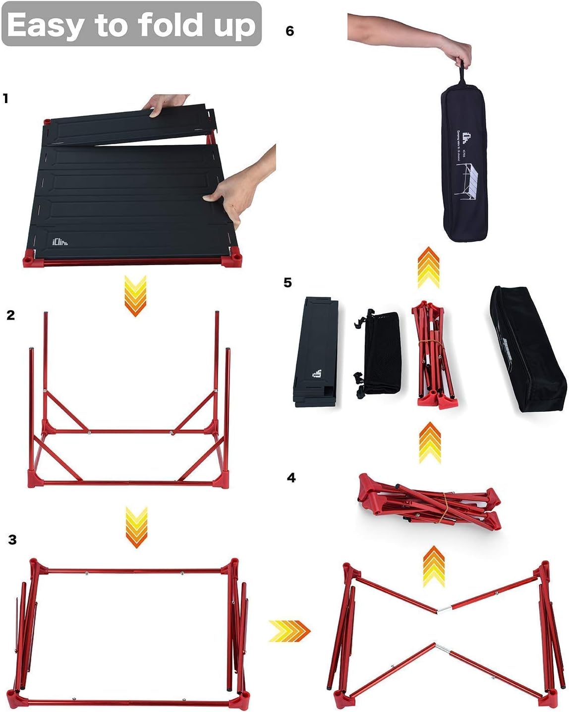 iClimb 1 Extendable Folding Table with Lantern Hanger and 1 Pack Connecting Plates Bundle, Ultralight Compact for Adults Outdoor Camping Backpacking Beach Concert BBQ Party